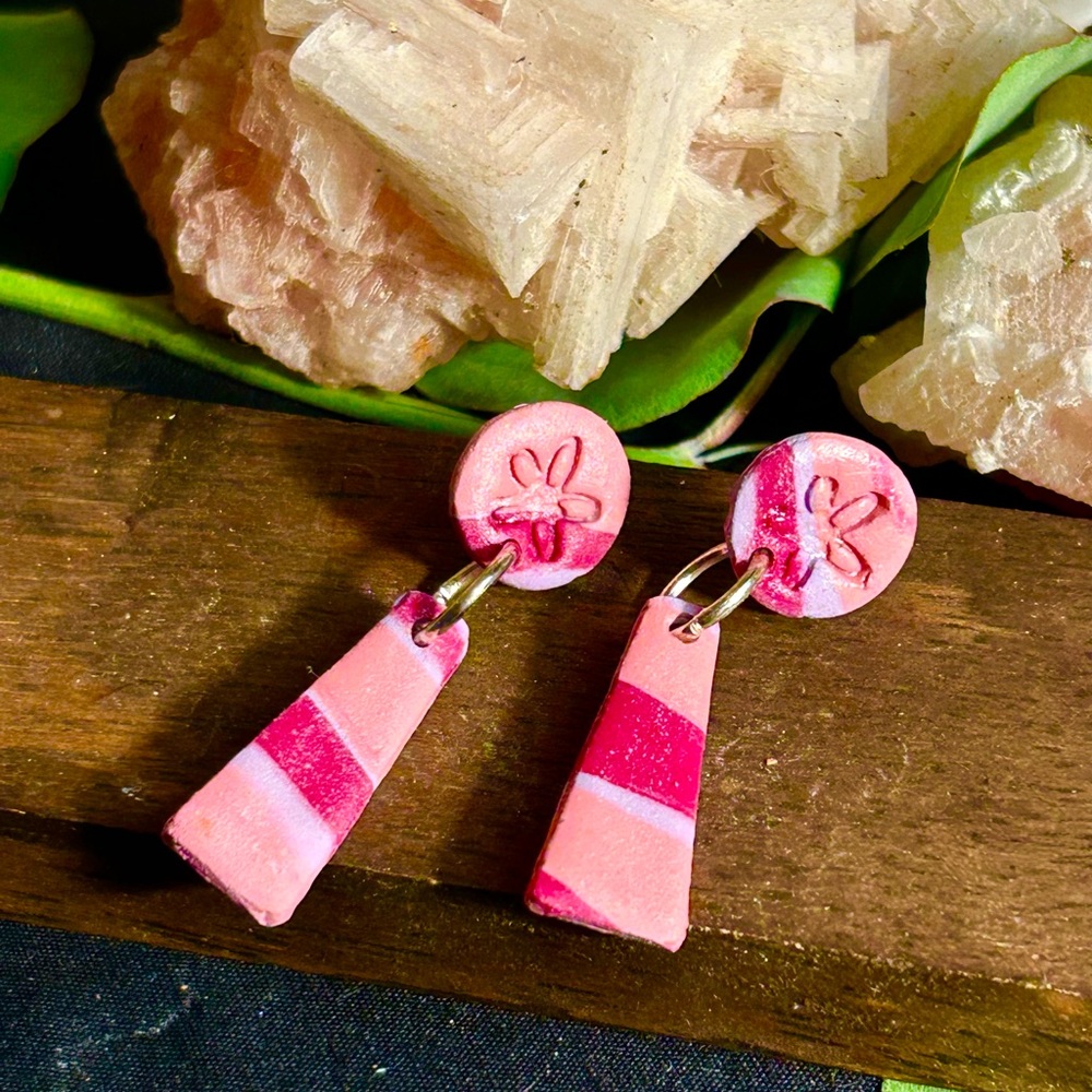 Pink and Red Sand Dollar Dangle Earrings